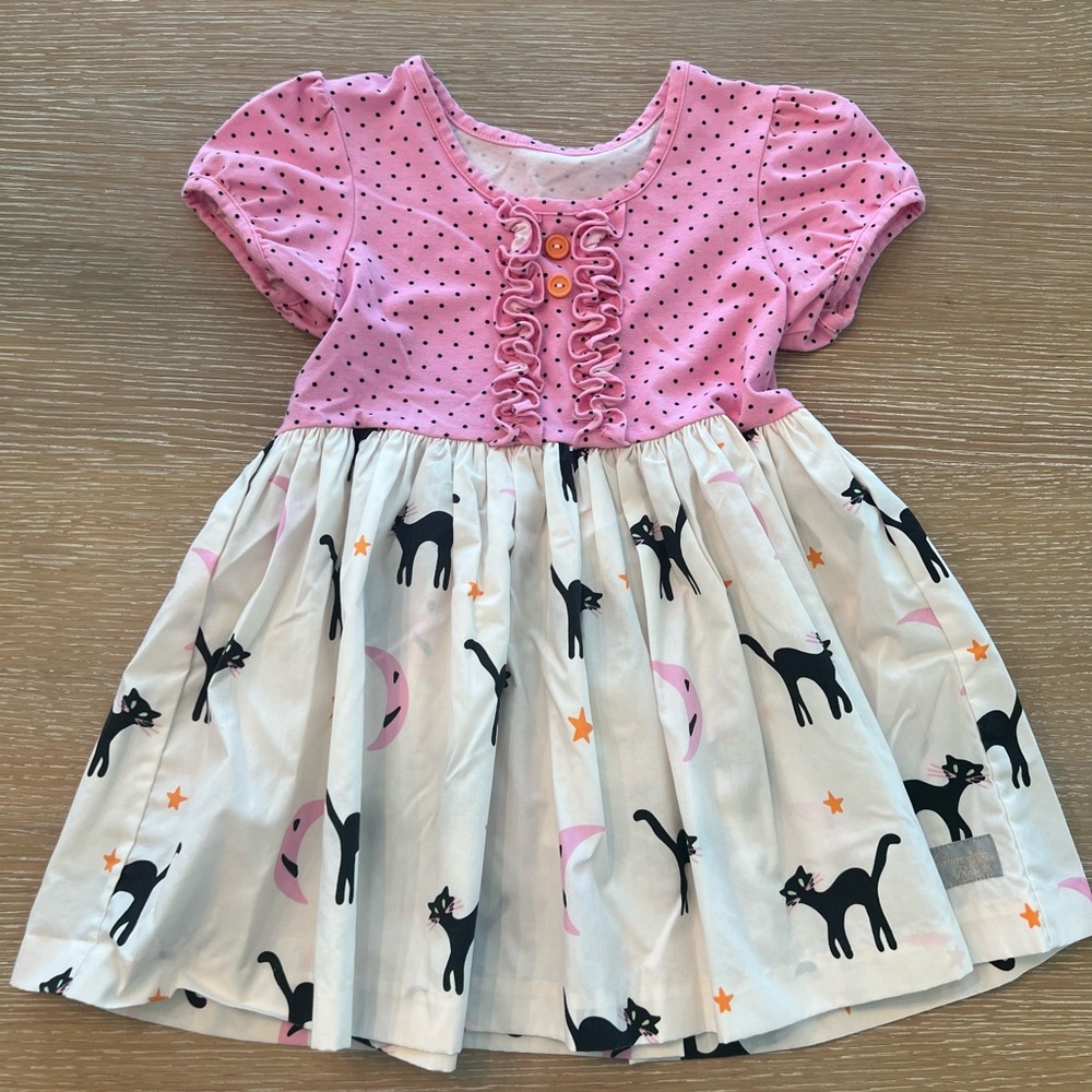 Eleanor Rose Black Cat Halloween Top Size 8-10